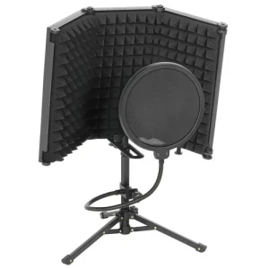 HOMCOM Studio Microphone Isolation Shield with Pop Filter & Stand, Black
